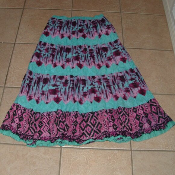 LIKE NEW Bright Colorful Tie Dye Jr Sz Large Elastic Waist Cotton Boho Skirt - Picture 1 of 2